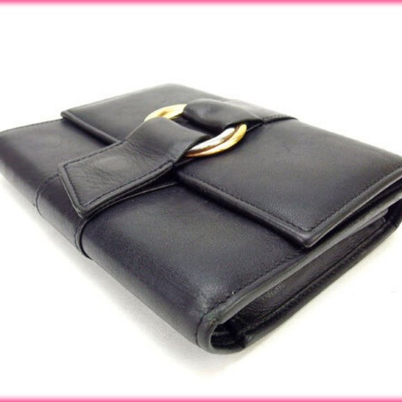 Cartier Wallet Purse Trifold Trinity Black Woman Authentic Used Y1609 - Picture 3 of 5
